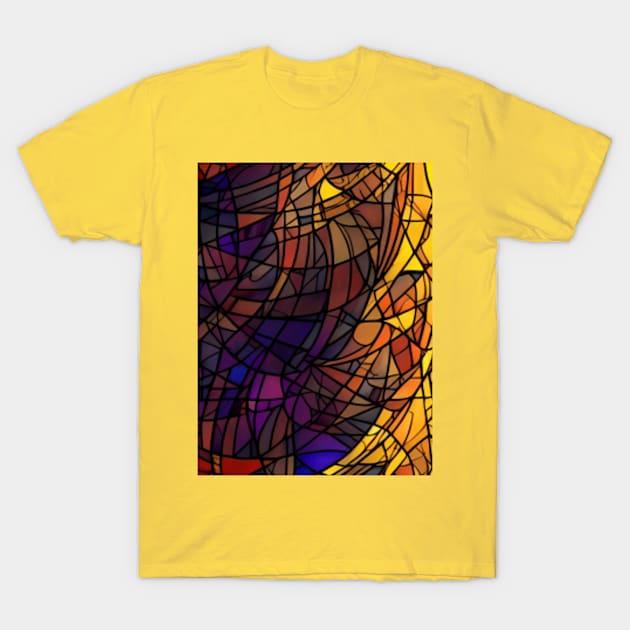 Stained Glass design pattern, seamless, golden tone, geometrical, abstract design. T-Shirt by AISHOPPE